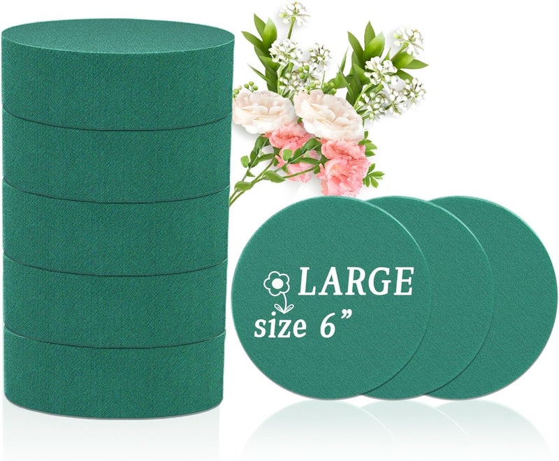 SupKing Large Round Floral Foams 6", 8 Pcs Sponge Foam Blocks Green Wet Dry Flower Foams Plant Foam for Florist Craft Artificial Flower Arrangements - Image 1